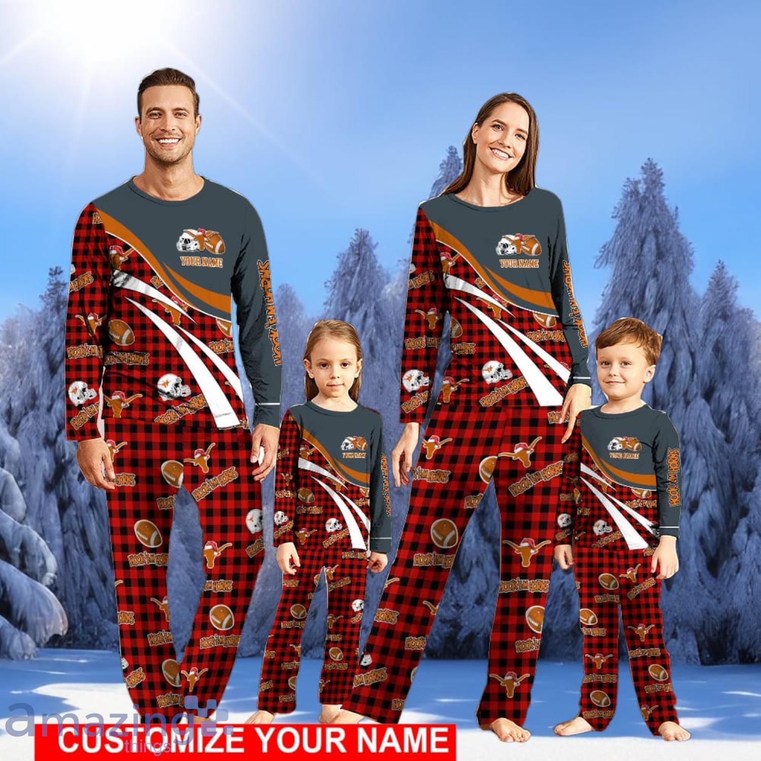 Texas Longhorns Team Pajamas Personalize Name Buffalo Plaid Christmas Pajamas Set Cute Gift image Texas Longhorns Team Pajamas Personalize Name Buffalo Plaid Christmas Pajamas Set Cute Gift Product Photo 1