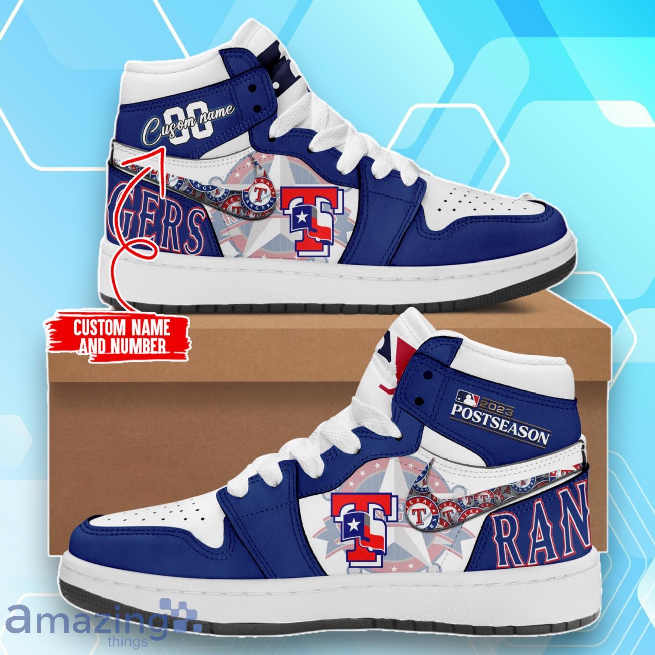 Texas Rangers Air Jordan Hightop Special Custom Number & Name image Texas Rangers Air Jordan Hightop Special Custom Number & Name Product Photo 1