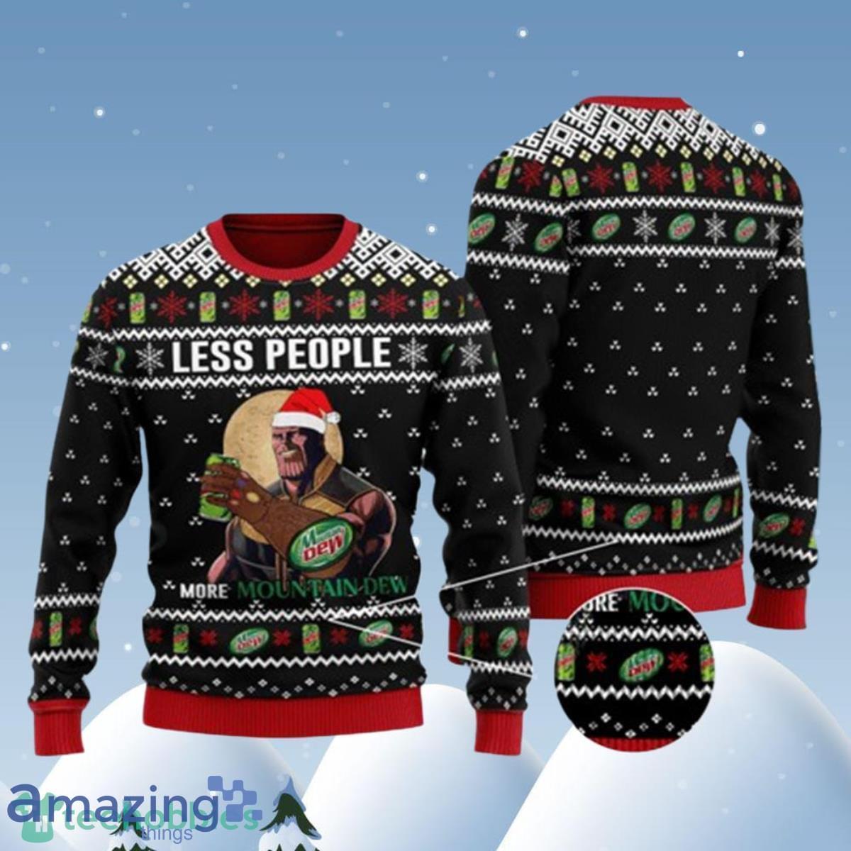 Thanos Less People More Mountain Dew Ugly Christmas Sweater Best Gift image Thanos Less People More Mountain Dew Ugly Christmas Sweater Best Gift Product Photo 1