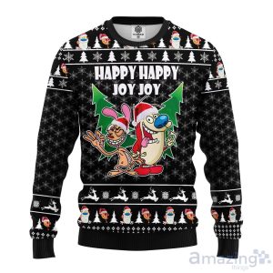 The Ren & Stimpy Happy Happy Joy Joy Christmas Ugly Sweater Special Gift For Men Women Product Photo 1