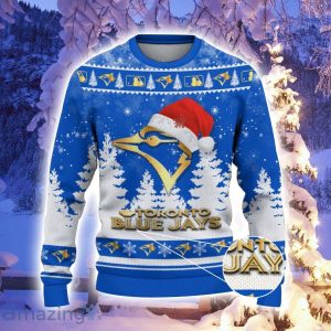 Toronto Blue Jays Santa Hat Pattern Ugly Christmas Sweater For Men And Women Product Photo 2