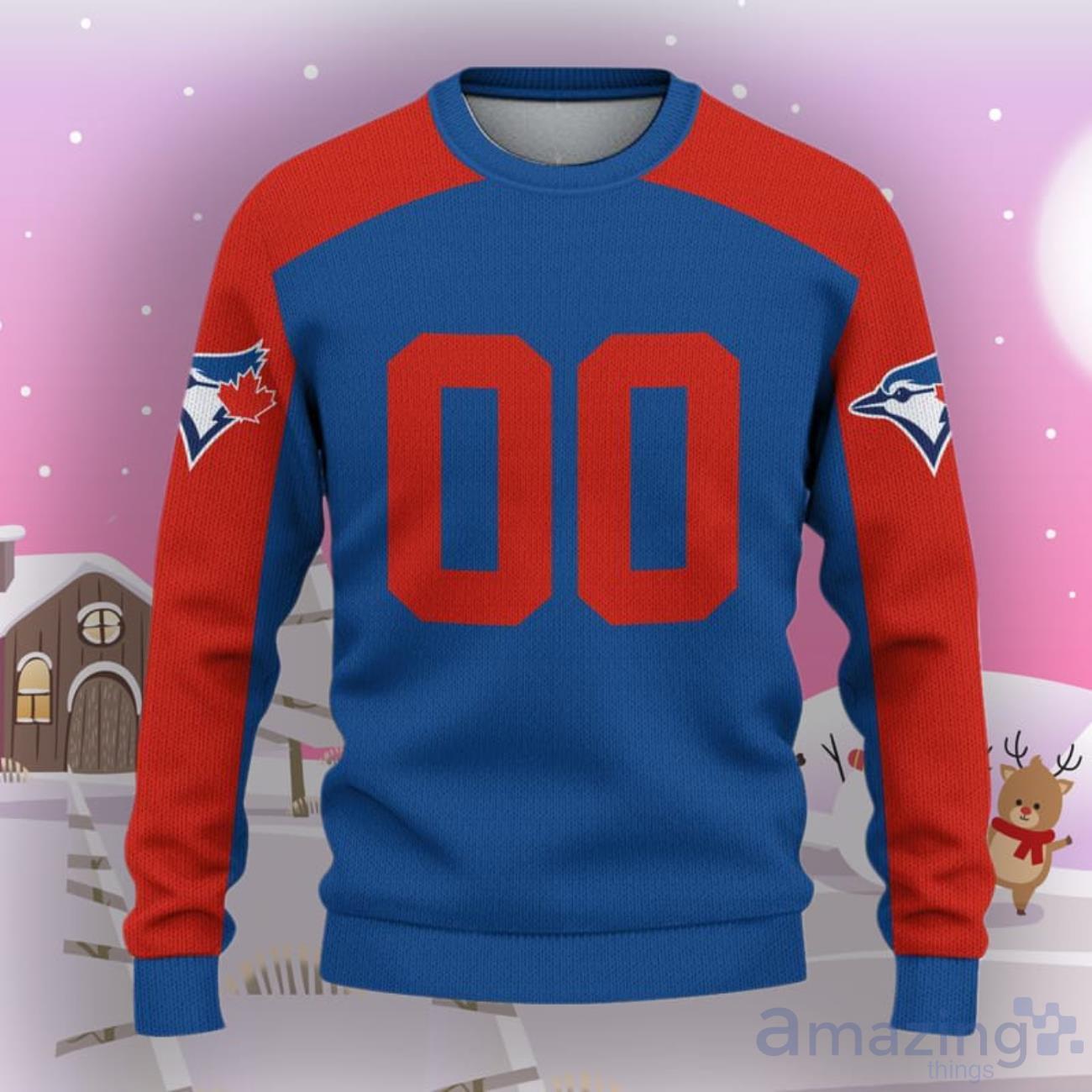 Toronto Blue Jays Ugly Sweater Custom Name And Number Hot Design For Christmas Gift image Toronto Blue Jays Ugly Sweater Custom Name And Number Hot Design For Christmas Gift Product Photo 2