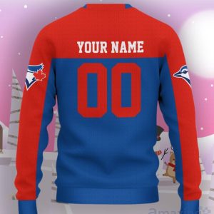 Toronto Blue Jays Ugly Sweater Custom Name And Number Hot Design For Christmas Gift image Toronto Blue Jays Ugly Sweater Custom Name And Number Hot Design For Christmas Gift Product Photo 3