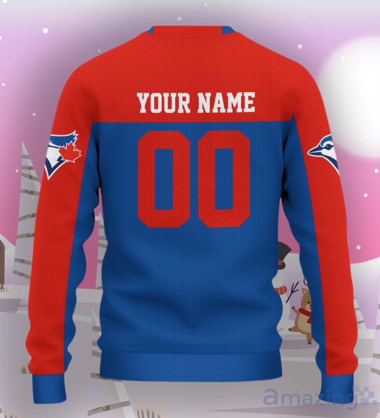 Toronto Blue Jays Ugly Sweater Custom Name And Number Hot Design For Christmas Gift image Toronto Blue Jays Ugly Sweater Custom Name And Number Hot Design For Christmas Gift Product Photo 3
