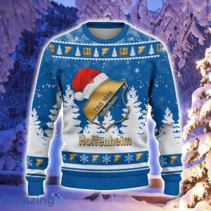 TSG Hoffenheim Logo Wearing Santa Hat Ugly Christmas Sweater Christmas Gift 3D Sweater Product Photo 2