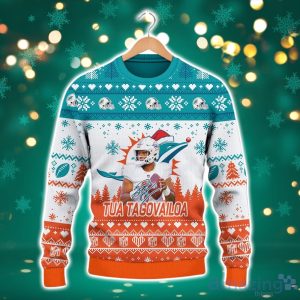 Tua Tagovailoa Miami Dolphins Being A Dolphins Fan Is My D.N.A NFL Christmas Ugly Sweater Product Photo 2
