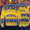 Twisted Tea Ugly Christmas Sweater Pine Trees Reindeer Pattern Beer Loves Twisted Tea ugly sweater