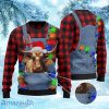 Tx Longhorn Cattle Lovers Red Plaid Shirt And Denim Bib Overalls Ugly Christmas Sweater 3D Gift For Men And Women