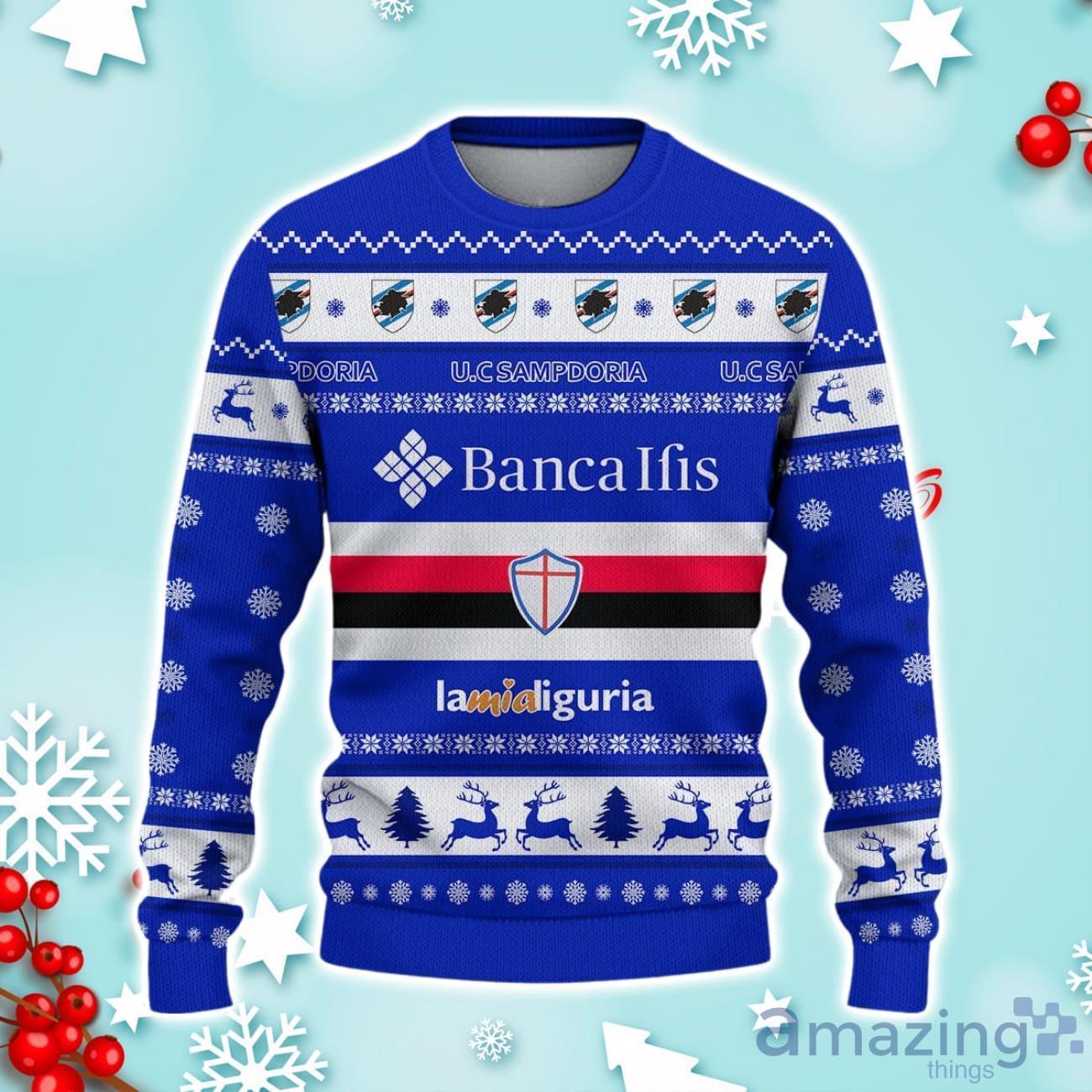 U.C. Sampdoria Ugly Christmas Sweater Ideal Gift For Fans image U.C. Sampdoria Ugly Christmas Sweater Ideal Gift For Fans Product Photo 2