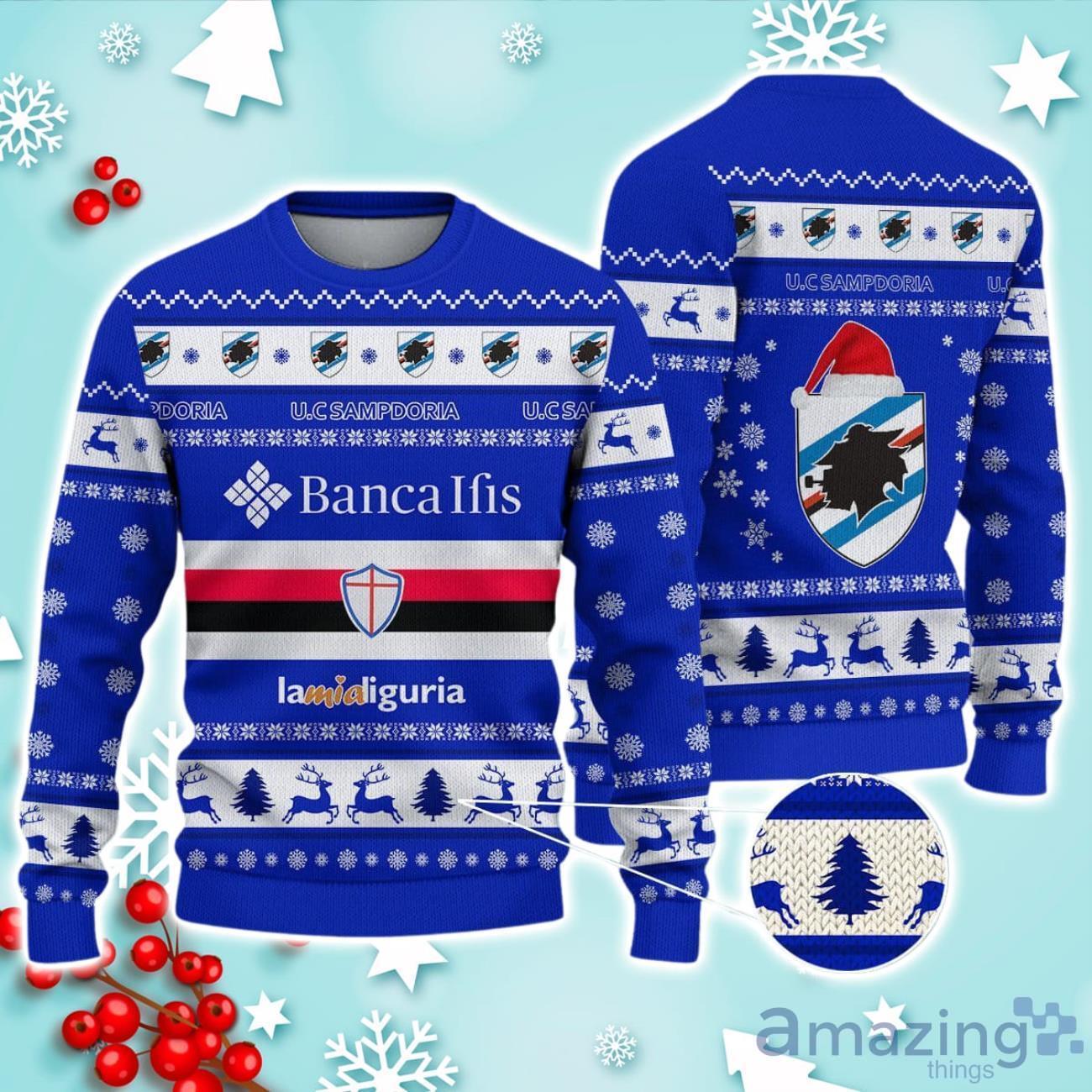 U.C. Sampdoria Ugly Christmas Sweater Ideal Gift For Fans image U.C. Sampdoria Ugly Christmas Sweater Ideal Gift For Fans Product Photo 1