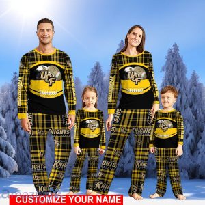 UCF Knights Pajamas Set Cute Gift Family Custom Name Christmas Gift Football Team Pajamas Set Cute Gift Product Photo 1
