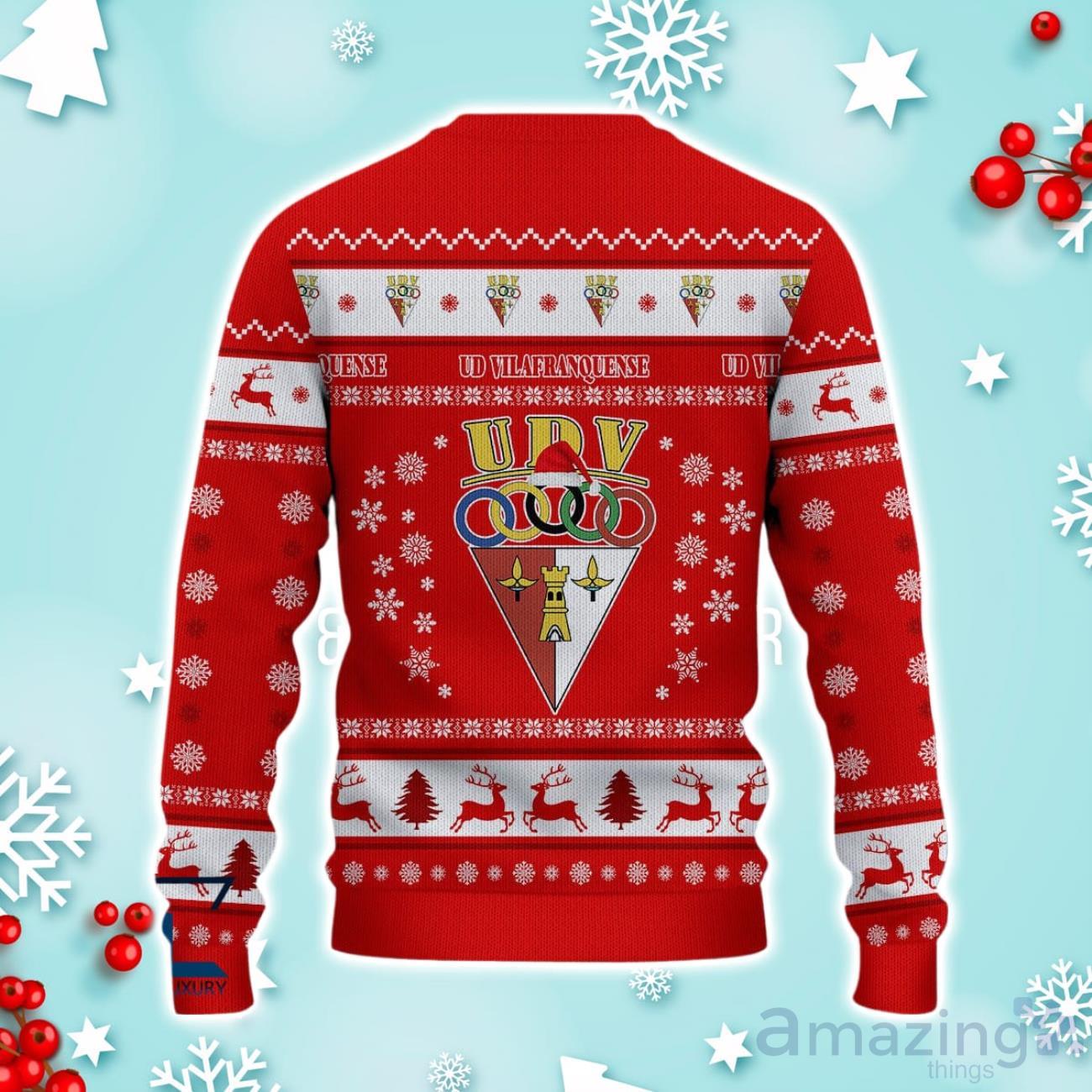 U.D. Vilafranquense Ugly Christmas Sweater Ideal Gift For Fans image U.D. Vilafranquense Ugly Christmas Sweater Ideal Gift For Fans Product Photo 3