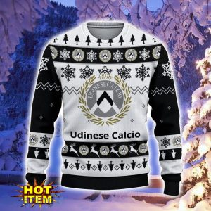 Udinese Calcio 1896 Ugly Christmas Sweater Snowflake Pattern Pattern 3D Sweater Holiday Gift Ideas For Sport Fans Product Photo 2