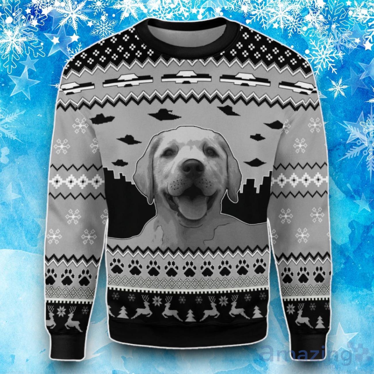 UFO Happy Dog For Unisex Ugly Christmas Sweater image UFO Happy Dog For Unisex Ugly Christmas Sweater Product Photo 1