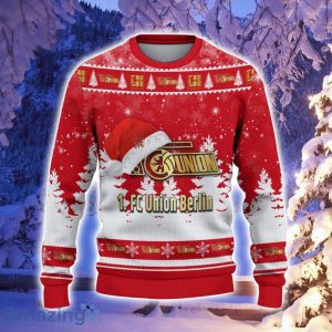 Union Berlin Logo Wearing Santa Hat Ugly Christmas Sweater Christmas Gift 3D Sweater Product Photo 2