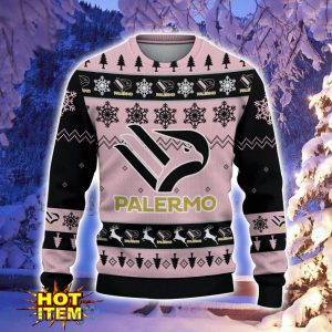 U.S. Città di Palermo Ugly Christmas Sweater Snowflake Pattern Pattern 3D Sweater Holiday Gift Ideas For Sport Fans Product Photo 2