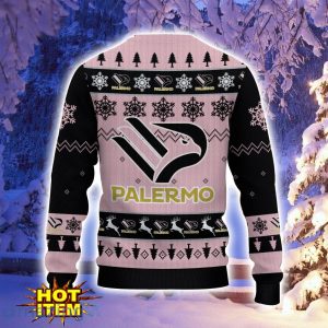 U.S. Città di Palermo Ugly Christmas Sweater Snowflake Pattern Pattern 3D Sweater Holiday Gift Ideas For Sport Fans Product Photo 3