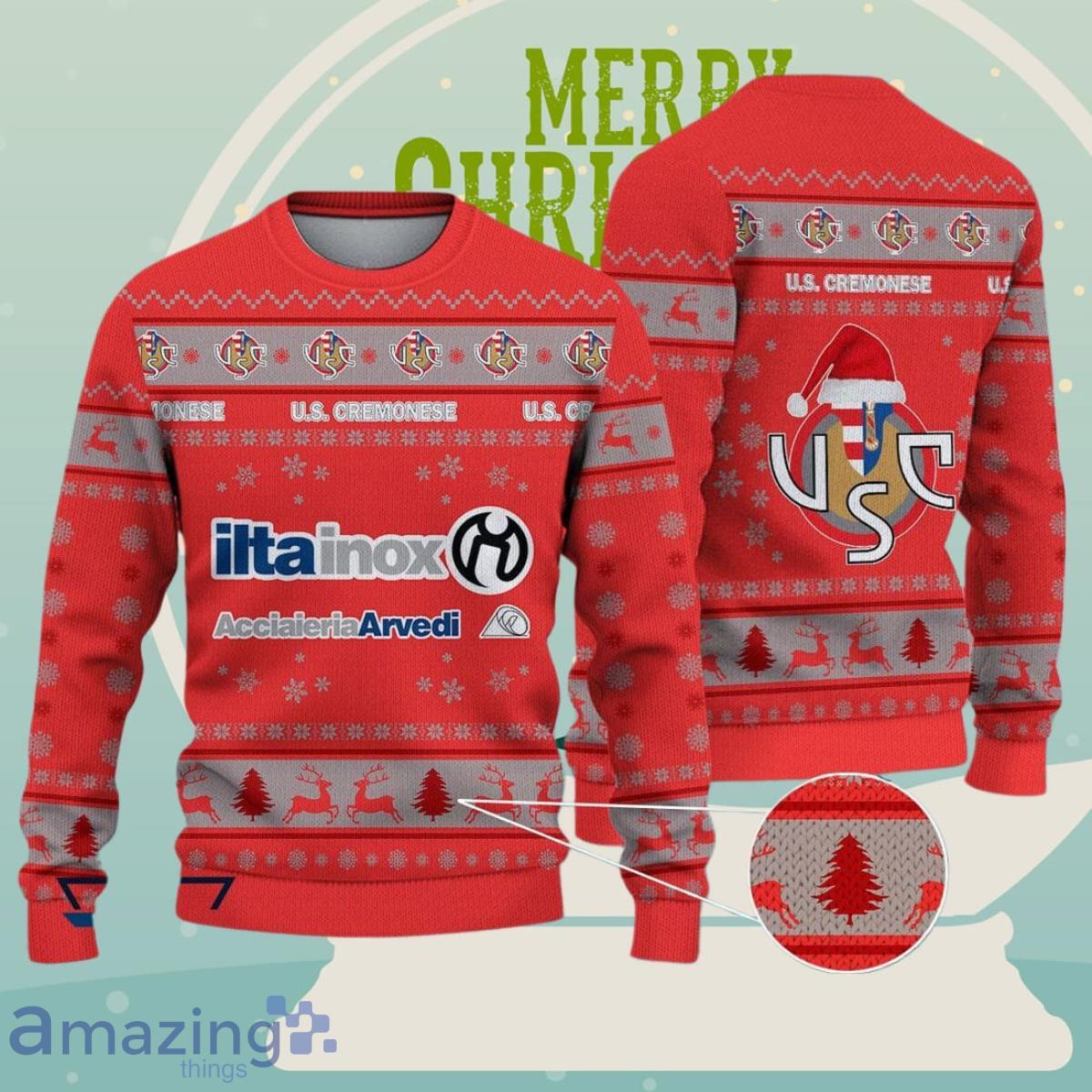 U.S. Cremonese Football Lega Serie A Ugly Sweater Christmas Impressive Gift For Men And Women image U.S. Cremonese Football Lega Serie A Ugly Sweater Christmas Impressive Gift For Men And Women Product Photo 1