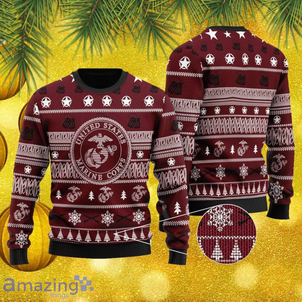 U.S Marine Corps Ugly Christmas Sweater 3D image U.S Marine Corps Ugly Christmas Sweater 3D Product Photo 1