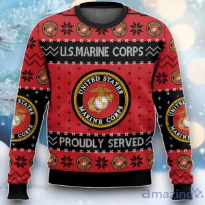 US Marine Corps Veteran Ugly Christmas Sweater Product Photo 1