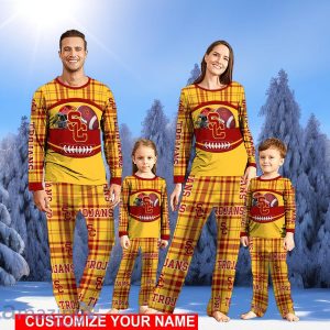 USC Trojans Pajamas Set Cute Gift Family Custom Name Christmas Gift Football Team Pajamas Set Cute Gift Product Photo 1