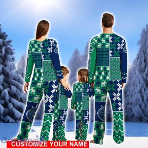 Vancouver Canucks Pajamas Set Cute Gift Custom Name Christmas snowflake pattern Pajamas Christmas Gift For Family Product Photo 2