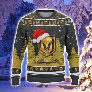 Vegas Golden Knights Santa Hat Pattern Ugly Christmas Sweater For Men And Women image Vegas Golden Knights Santa Hat Pattern Ugly Christmas Sweater For Men And Women Product Photo 2