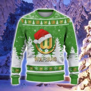 VfL Wolfsburg Logo Wearing Santa Hat Ugly Christmas Sweater Christmas Gift 3D Sweater Product Photo 2