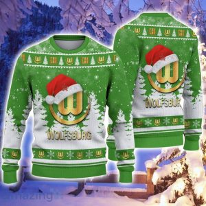 VfL Wolfsburg Logo Wearing Santa Hat Ugly Christmas Sweater Christmas Gift 3D Sweater Product Photo 1