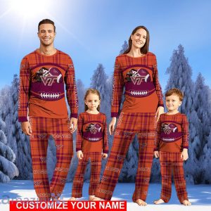 Virginia Tech Hokies Pajamas Personalized Name Christmas Pajamas Set Cute Gift For Family Gifts Product Photo 1