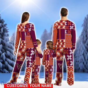 Virginia Tech Hokies Pajamas Set Cute Gift Personalized Name For Sport Fans Christmas Pajamas Set Cute Gift For Family Product Photo 2