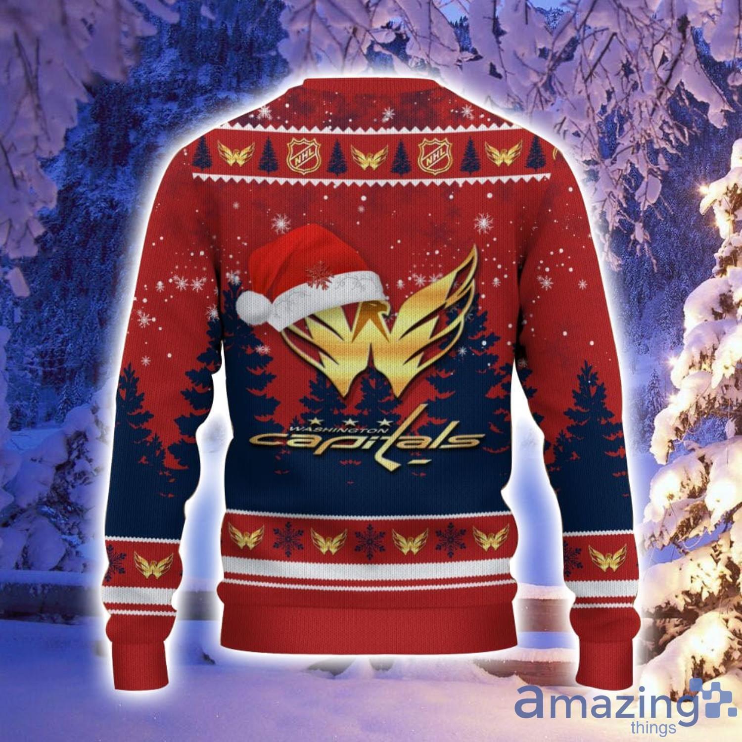 Washington Capitals Santa Hat Pattern Ugly Christmas Sweater For Men And Women image Washington Capitals Santa Hat Pattern Ugly Christmas Sweater For Men And Women Product Photo 3