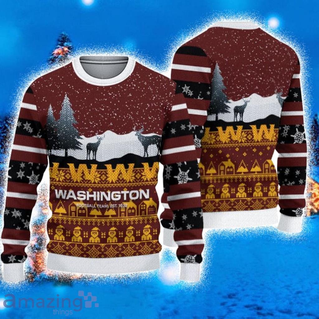 Washington Commanders Casual Ugly Christmas Sweater 3D Gift For Fans image Washington Commanders Casual Ugly Christmas Sweater 3D Gift For Fans Product Photo 1