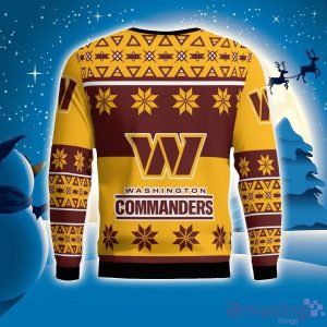 Washington Commanders Logo Big Snowflake Pattern Ugly Christmas Sweater Product Photo 2