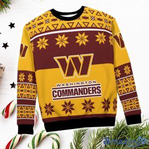 Washington Commanders Logo Big Snowflake Pattern Ugly Christmas Sweater Product Photo 4