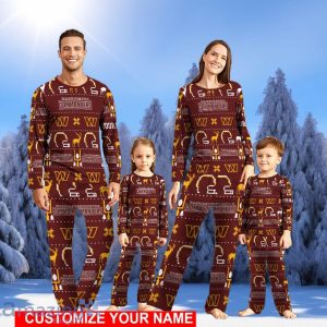 Washington Commanders Sport Pajamas Set Cute Gift Custom Name Kid & Adult Christmas Pajamas Set Cute Gift Family Gift Product Photo 1
