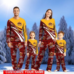 Washington Commanders Team Pajamas Personalize Name Buffalo Plaid Christmas Pajamas Set Cute Gift Product Photo 1