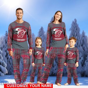 Washington State Cougars Pajamas Personalized Name Christmas Pajamas Set Cute Gift For Family Gifts Product Photo 1