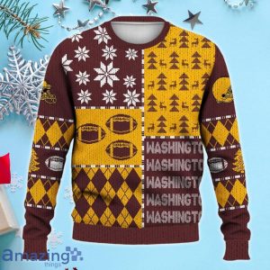 Washington Ugly Sweater Christmas, Retro Football American Sweatshirt Pattern 3D For Fans Product Photo 2