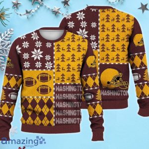 Washington Ugly Sweater Christmas, Retro Football American Sweatshirt Pattern 3D For Fans Product Photo 1