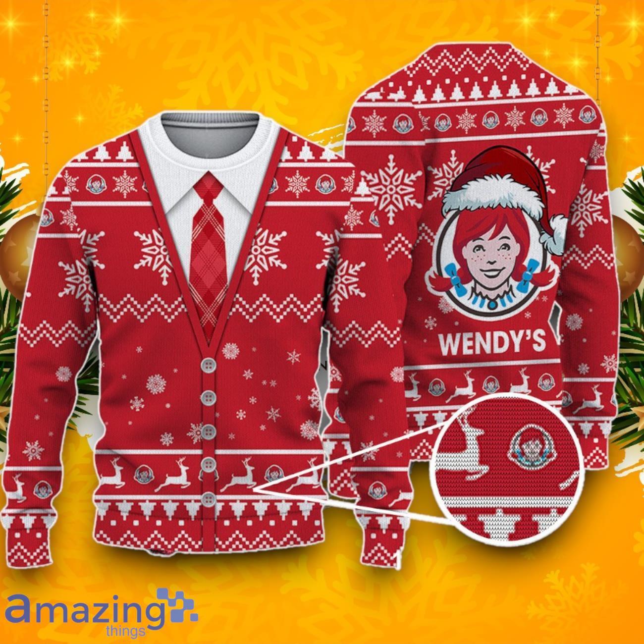 Wendy's Ugly Christmas Sweater, Best Gift Ideas 2023 For Fans image Wendy's Ugly Christmas Sweater, Best Gift Ideas 2023 For Fans