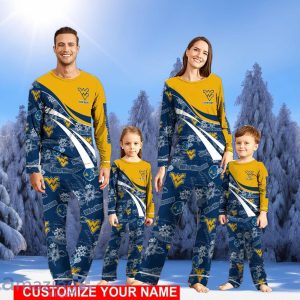West Virginia Mountaineers Christmas Pajamas Set Cute Gift Personalized Name Christmas Gifts For Fans Product Photo 1
