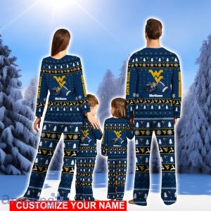 West Virginia Mountaineers Pajamas Set Cute Gift Custom Name Christmas Gift For Family Sport Pajamas Set Cute Gift Product Photo 2