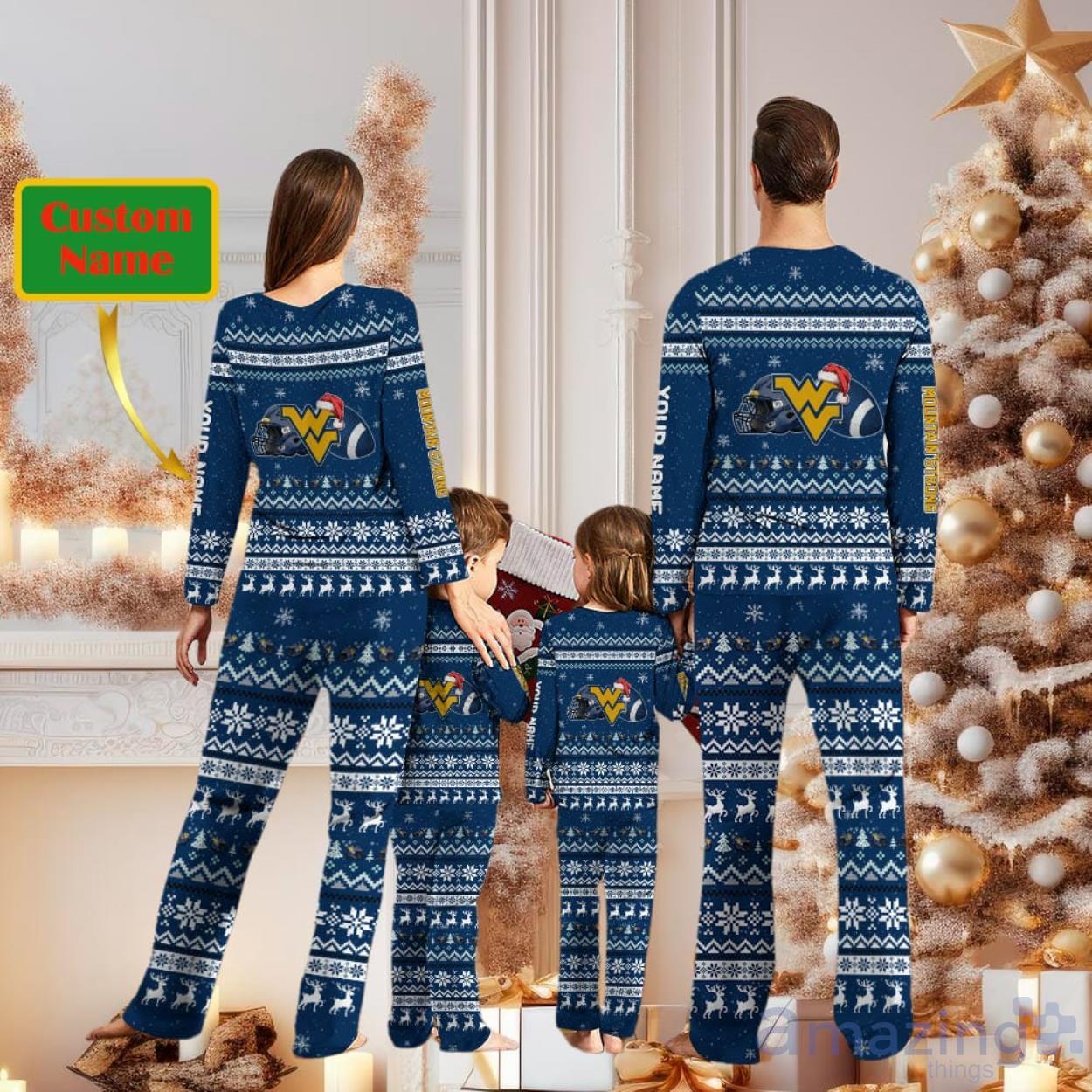 West Virginia Mountaineers Team Custom Name Christmas Pajamas For Fans image West Virginia Mountaineers Team Custom Name Christmas Pajamas For Fans Product Photo 2