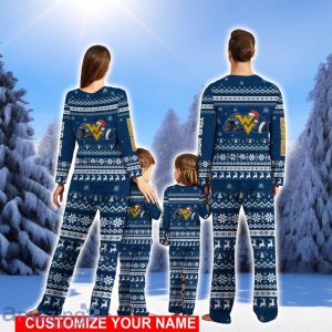 West Virginia Mountaineers Team Pajamas Set Cute Gift Christmas Gift For Football Fan Family Holiday Gift Personalized Name Product Photo 2