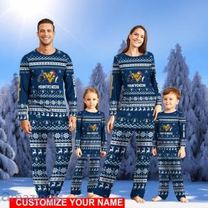 West Virginia Mountaineers Team Pajamas Set Cute Gift Christmas Gift For Football Fan Family Holiday Gift Personalized Name Product Photo 1