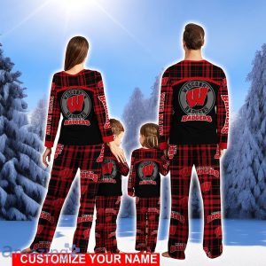 Wisconsin Badgers Pajamas Set Cute Gift Family Custom Name Christmas Gift Football Team Pajamas Set Cute Gift Product Photo 2