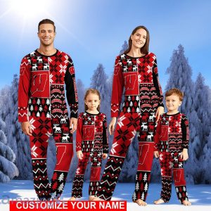 Wisconsin Badgers Pajamas Set Cute Gift Personalized Name For Sport Fans Christmas Pajamas Set Cute Gift For Family Product Photo 1