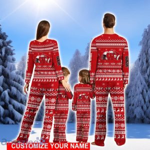 Wisconsin Badgers Team Pajamas Set Cute Gift Christmas Gift For Football Fan Family Holiday Gift Personalized Name Product Photo 2