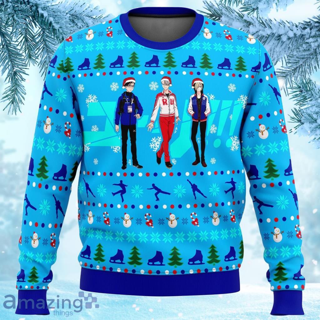 Yuri On Ice The Top 3 Ice Skaters Ugly Christmas Sweater image Yuri On Ice The Top 3 Ice Skaters Ugly Christmas Sweater Product Photo 1